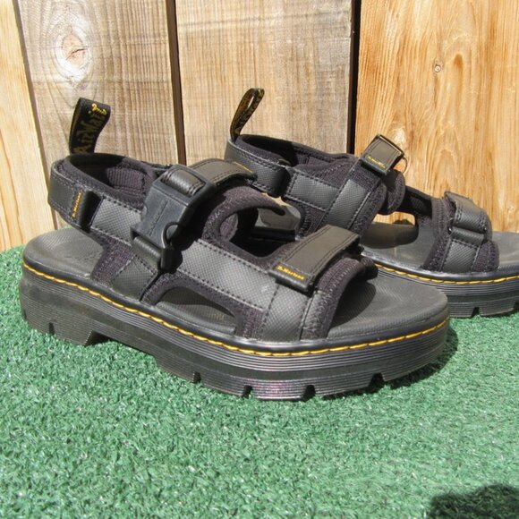 Doc Dr. Martens Gun Metal Gray Webbing Forster Sandals Men Size 8 Womens 9 AW004 - Picture 1 of 9